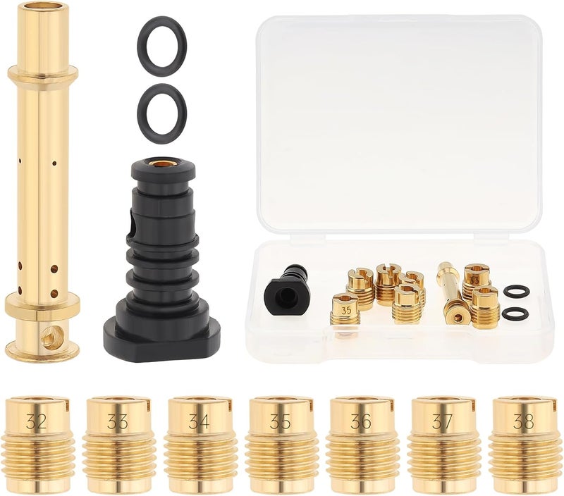 Windance Carburetor Main Jet Kit with Low RPM Pilot Jet Brass Carb Emulsion Tube .032 .033 .034 .035 .036 .037 .038 inch Fit for Predator Baja TrailMaster 212cc 196cc 6.5hp GX160 GX200 MB200 (1 Set) - Image 1